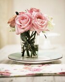 English Roses in a glass vase