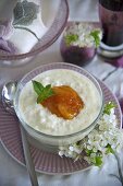 Rice pudding with apricots