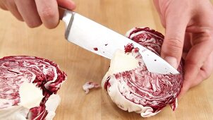 Radicchio being cleaned