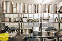 Utensils in a commercial kitchen