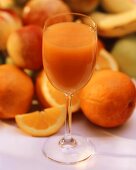 Fresh Multi Vitamin Juice in a Stem Glass; Assorted Fruit