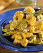Curried Shrimp with Wontons and Pea Pods