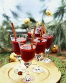 Mulled Wine in Stem Glasses for the Holidays