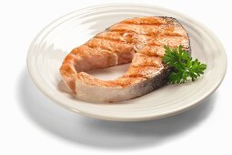 Grilled Salmon Steak with Parsley