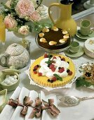 Summery cake buffet with tea and coffee