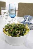Green Bean and Onion Side Dish on Hanukkah Table