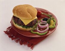 Cheeseburger with Peppers and Onions