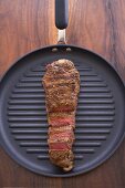 Top Sirloin Steak on a Grill Pan, From Above