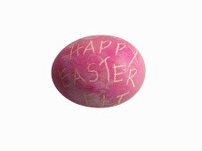 Happy Easter Written on Dyed Easter Egg