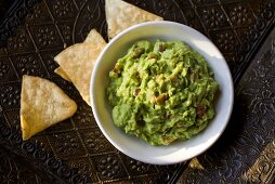 Bowl of Guacamole with Tortilla Chips