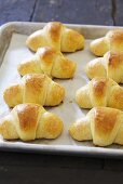 Crescent Butter Rolls on Baking Sheet