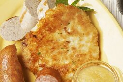 Potato Pancake with Sausages and Applesauce