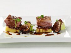 Duck breast on polenta with figs