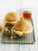 Whoopie pies with maple and walnut cream