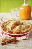 Whole Apple Pie; Cinnamon Sticks; Jug of Apple Cider