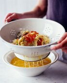 Draining Vegetables from Vegetable Stock