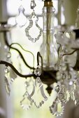 Crystal decorations on a chandelier