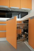 Modern kitchen with orange units