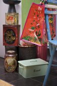 Collection of tin boxes and bread bin
