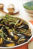 Mussels in tomato sauce with thyme