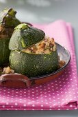 A round courgette filled with minced meat and bulgur wheat