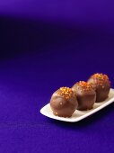 Chocolate saffron truffles