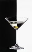 Martini with olive, black & white