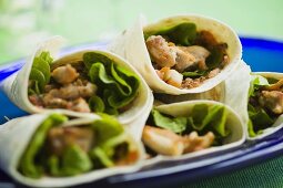 Burritos mit Hähnchenfleisch und Salat