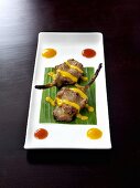 Lamb cutlets with mango sauce