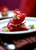 Beetroot mould with turbot tartare