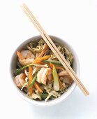 Shrimp and Vegetable Stir Fry Over Noodles