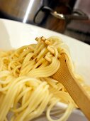 Spaghetti on a Wooden Pasta Server