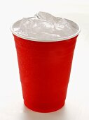 Red Plastic Cup with Ice