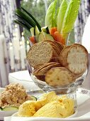 Assorted Dips with Crackers and Vegetables