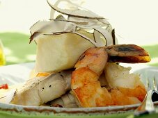 Caribbean Shrimp and Halibut in a Coconut Sauce