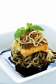 Turbot with udon noodles (Asia)