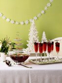 Berry punch on a Christmas buffet table