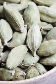 Many dried cardamom pods