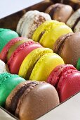 A box of colourful macaroons (detail)
