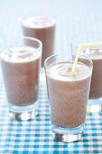Chocolate Shakes in Glasses with Straws