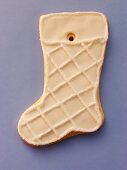 White decorated sweet pastry biscuit (boot)