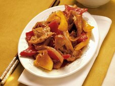 Sweet and sour pork with pineapple and peppers
