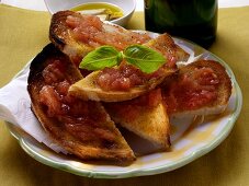 Bruschetta with fresh basil