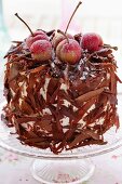 Black Forest cherry gateau with marzipan cherries