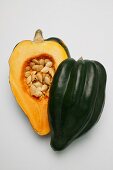 Acorn squash with seeds, halved