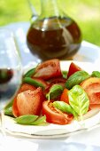 Tomatoes with fresh basil