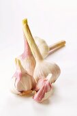Fresh garlic, one bulb halved