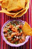 Tomato salsa and tortilla chips