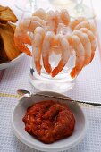 Shrimps with tomato dip