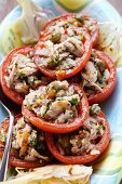 Tomatoes stuffed with tuna, capers and parsley